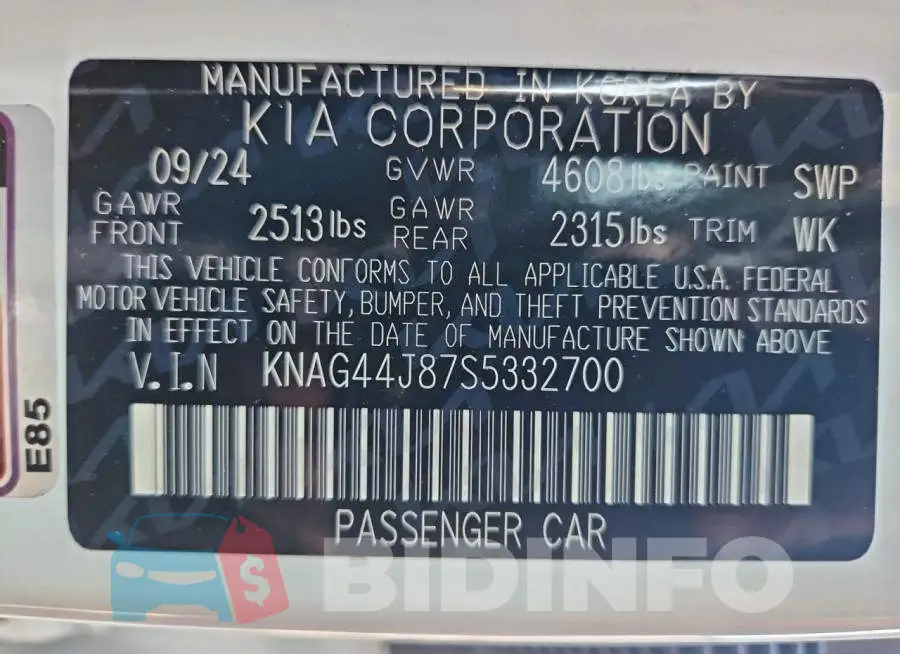 KNAG44J87S5332700 Photo# 12