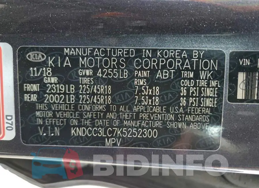 KNDCC3LC7K5252300 Photo# 12