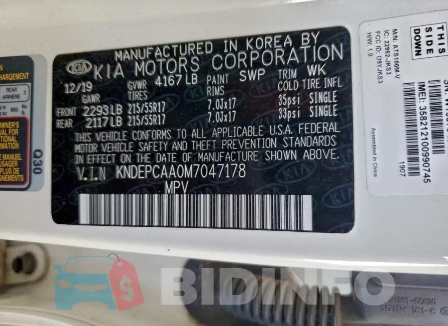 KNDEPCAA0M7047178 Photo# 13