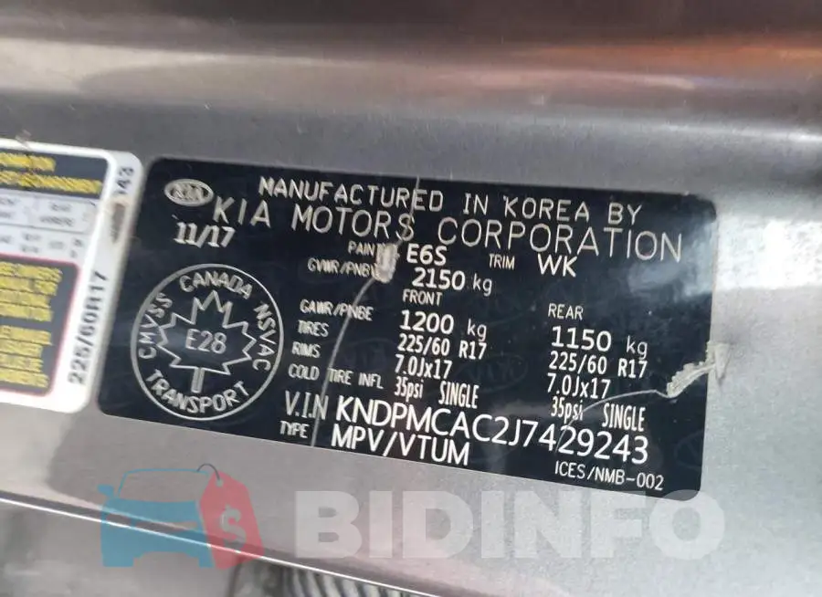 KNDPMCAC2J7429243 Photo# 14