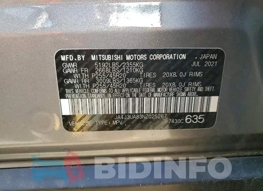 JA4J3UA83NZ025267 Photo# 12