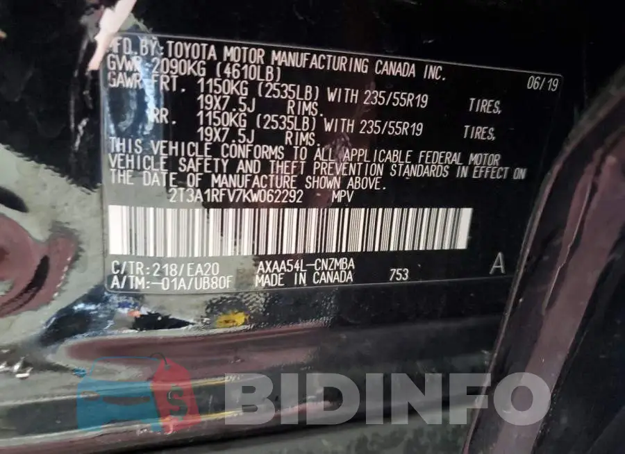 2T3A1RFV7KW062292 Photo# 13