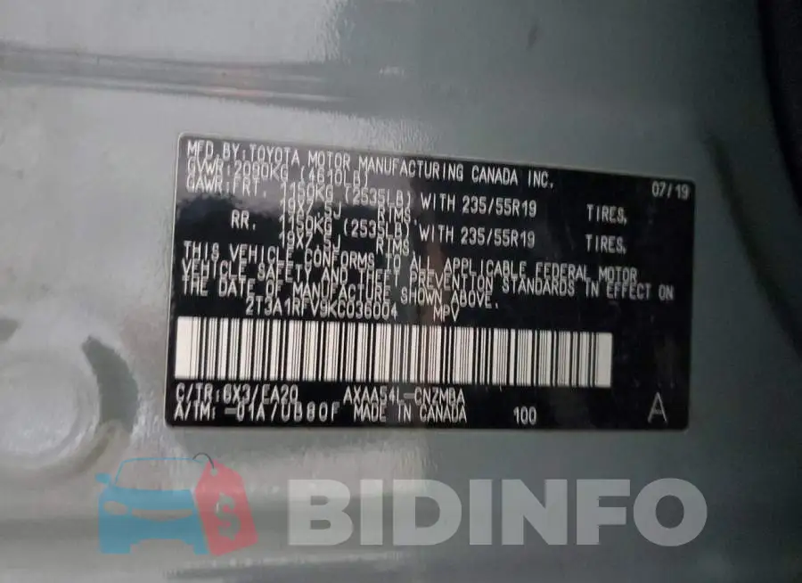 2T3A1RFV9KC036004 Photo# 13