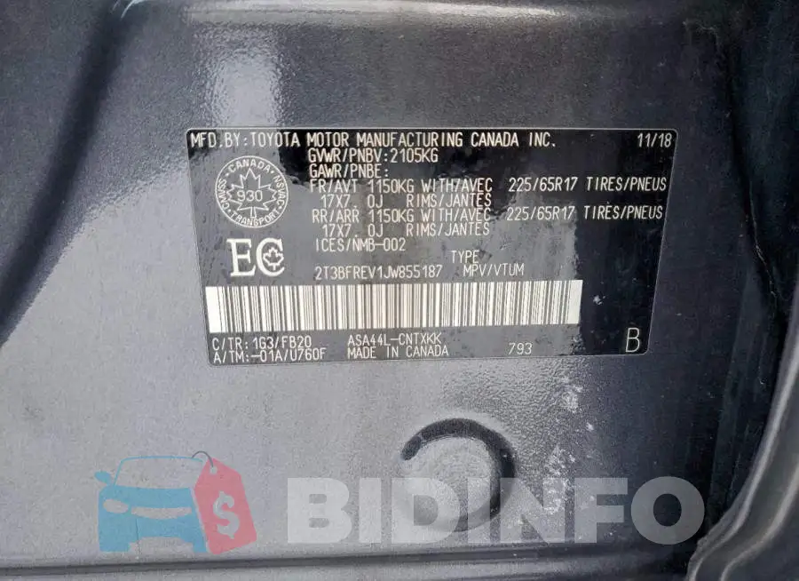 2T3BFREV1JW855187 Photo# 13