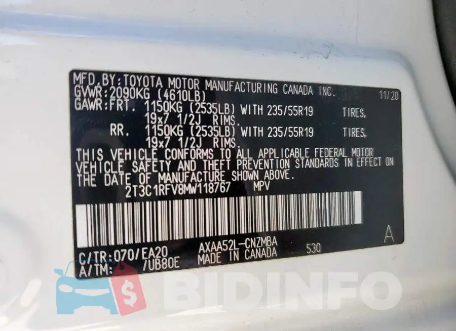 2T3C1RFV8MW118767 Photo# 13