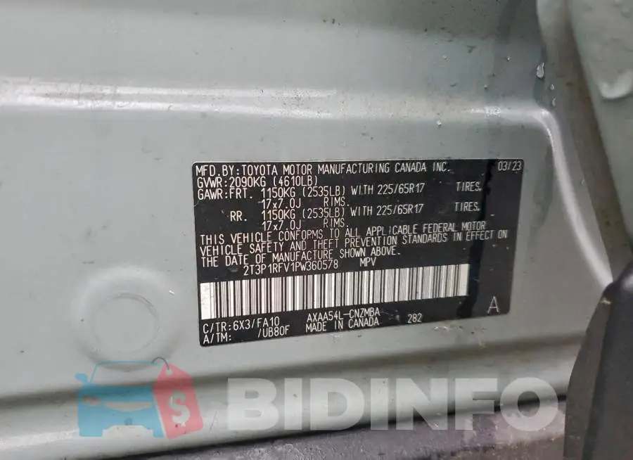 2T3P1RFV1PW360578 Photo# 13