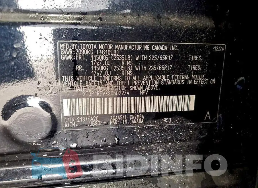 2T3P1RFVXSC502274 Photo# 12