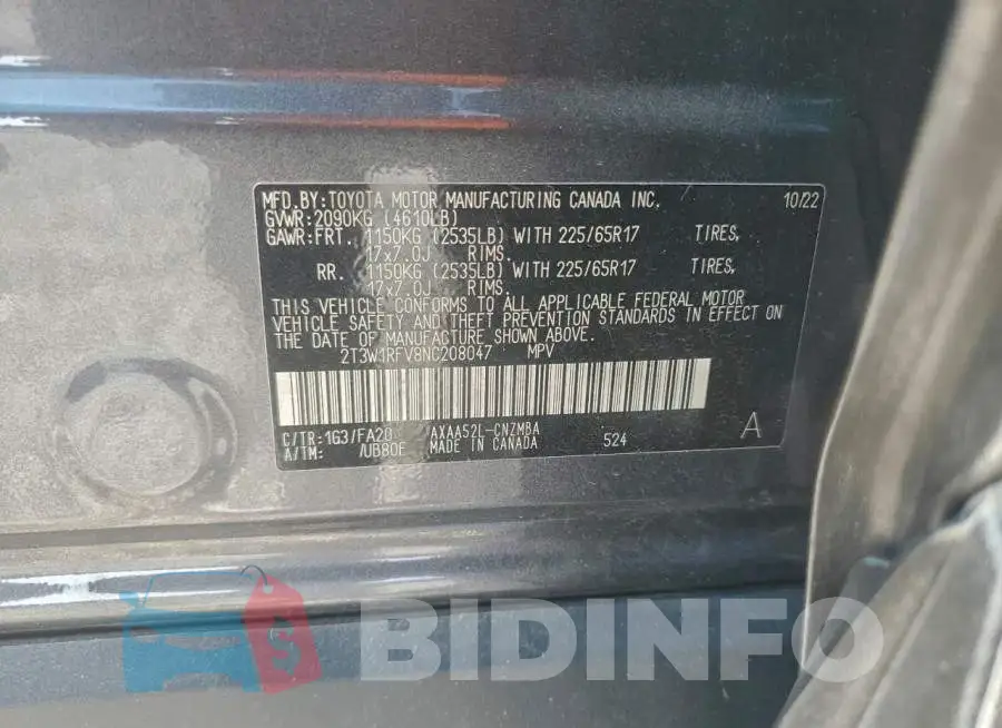 2T3W1RFV8NC208047 Photo# 14