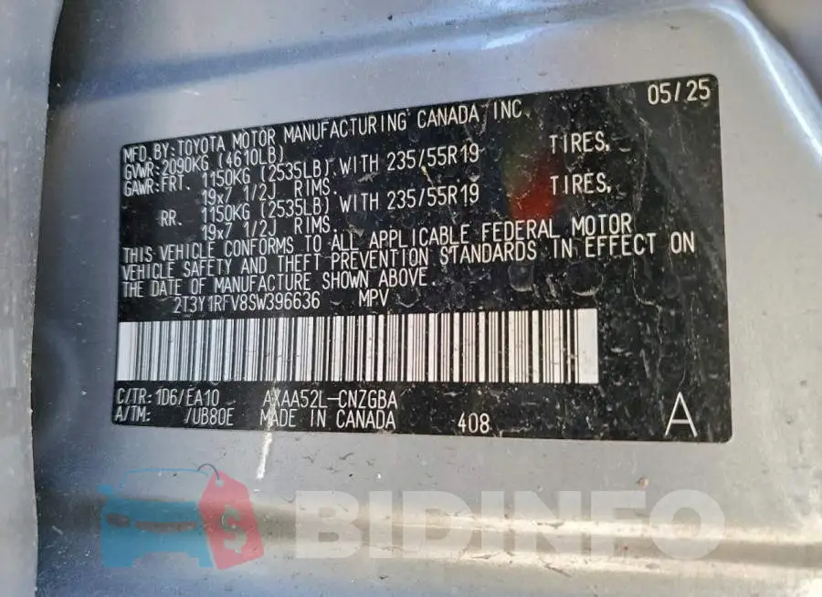 2T3Y1RFV8SW396636 Photo# 13