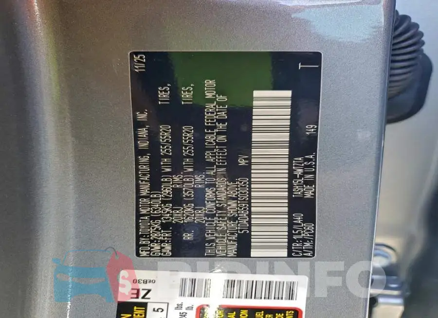 5TDADAB59TS030350 Photo# 13