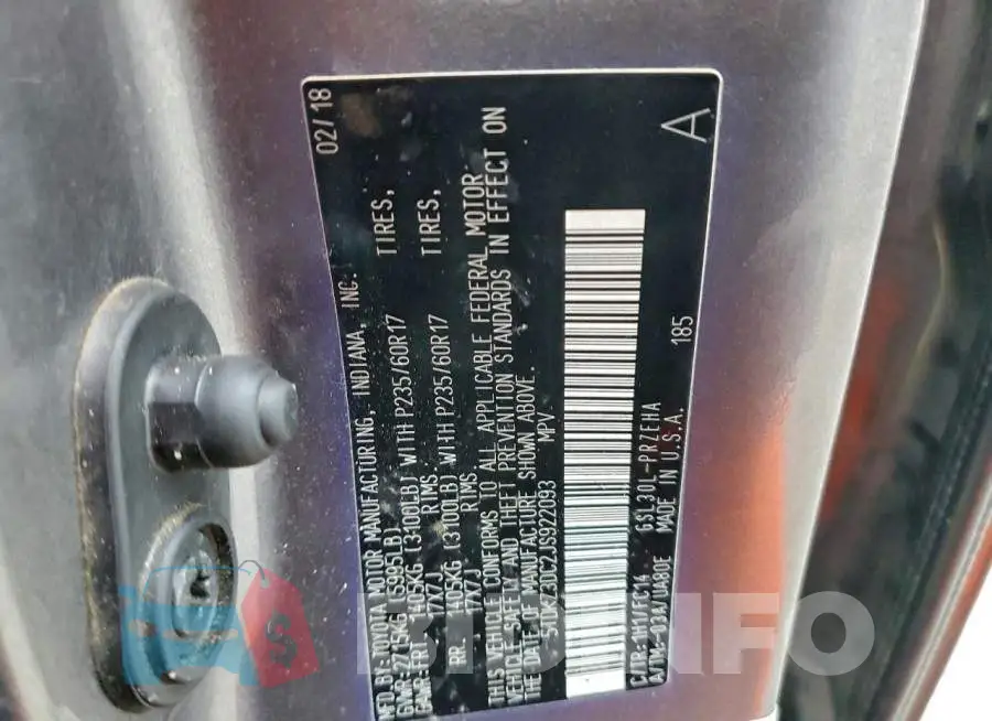 5TDKZ3DC2JS922093 Photo# 13