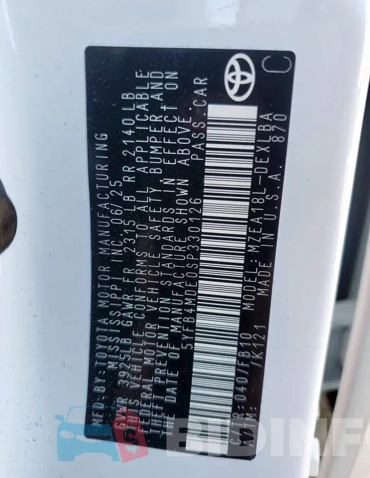5YFB4MDE0SP330126 Photo# 12