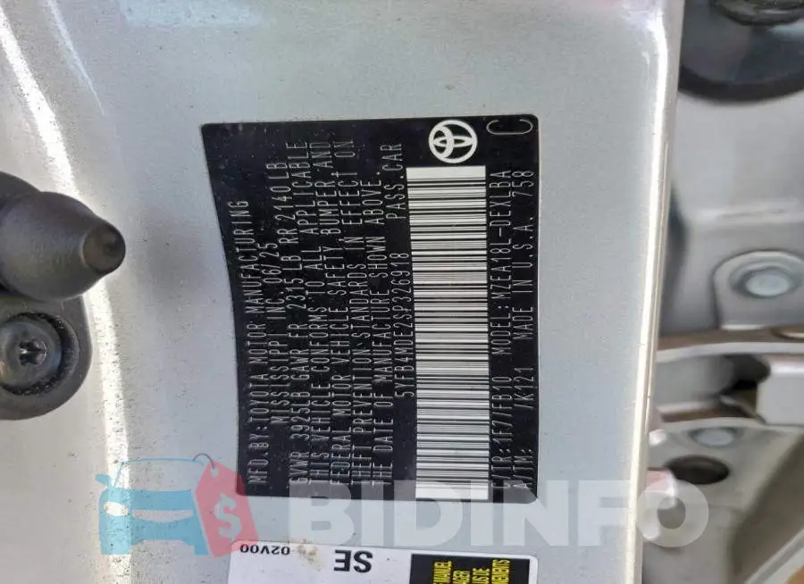 5YFB4MDE2SP326918 Photo# 12