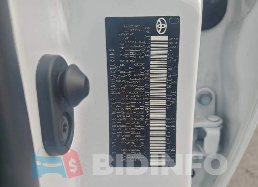5YFB4MDE4SP320294 Photo# 12