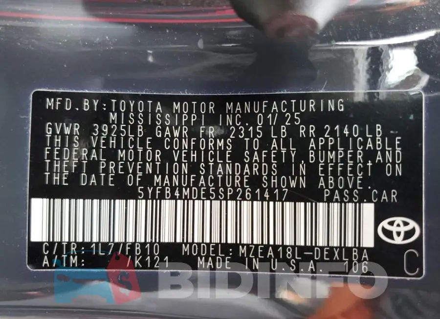 5YFB4MDE5SP261417 Photo# 12