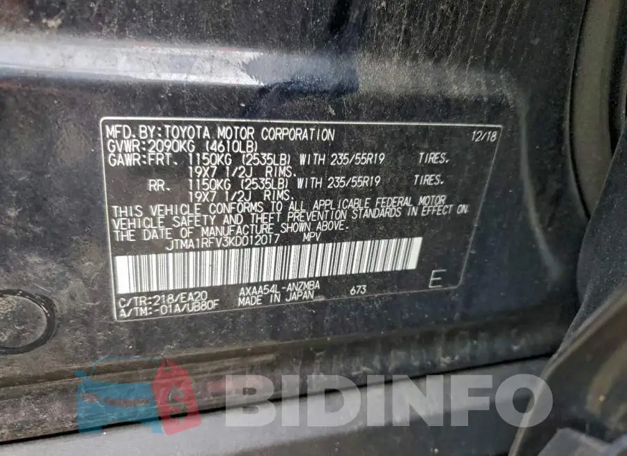 JTMA1RFV3KD012017 Photo# 13
