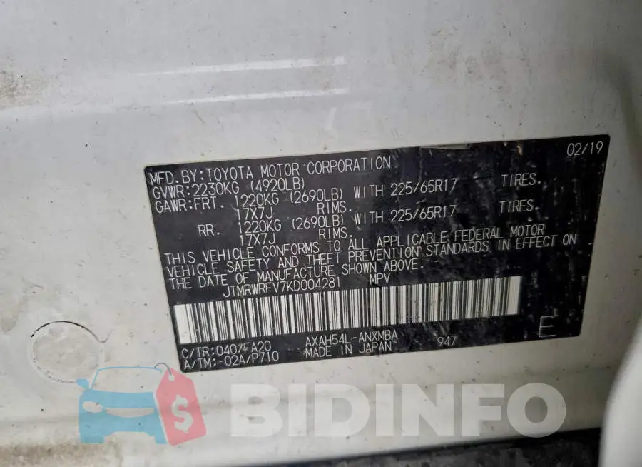 JTMRWRFV7KD004281 Photo# 13