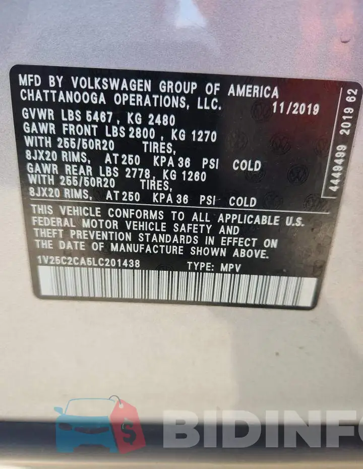 1V25C2CA5LC201438 Photo# 13