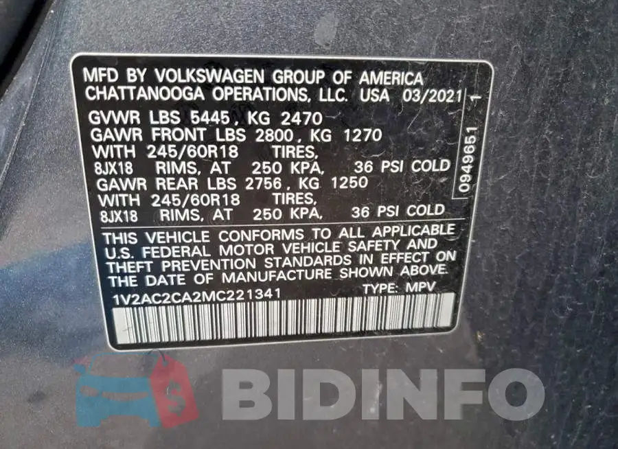 1V2AC2CA2MC221341 Photo# 13
