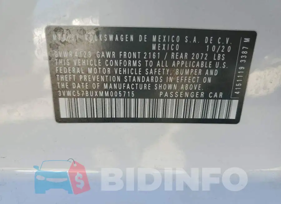 3VWC57BUXMM005715 Photo# 12
