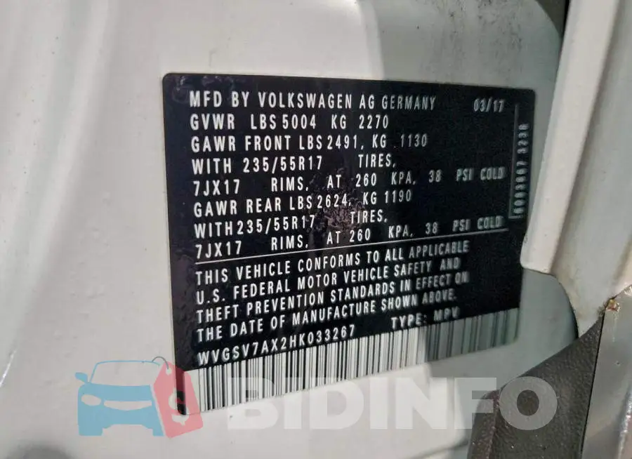 WVGSV7AX2HK033267 Photo# 13