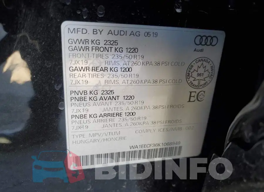 WA1EECF36K1068949 Photo# 13