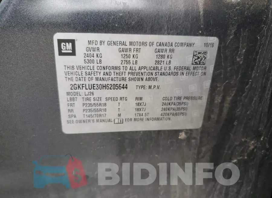 2GKFLUE30H6205644 Photo# 13
