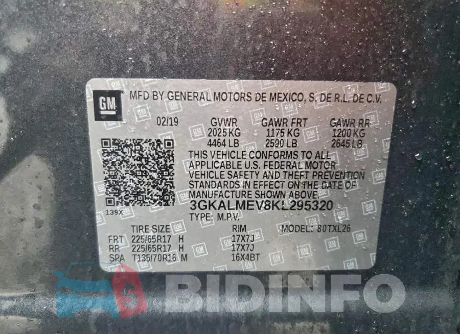 3GKALMEV8KL295320 Photo# 13