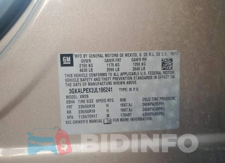 3GKALPEX2JL186241 Photo# 12