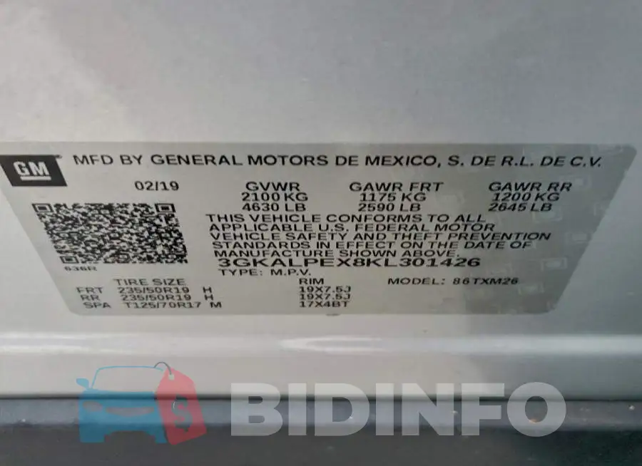 3GKALPEX8KL301426 Photo# 13