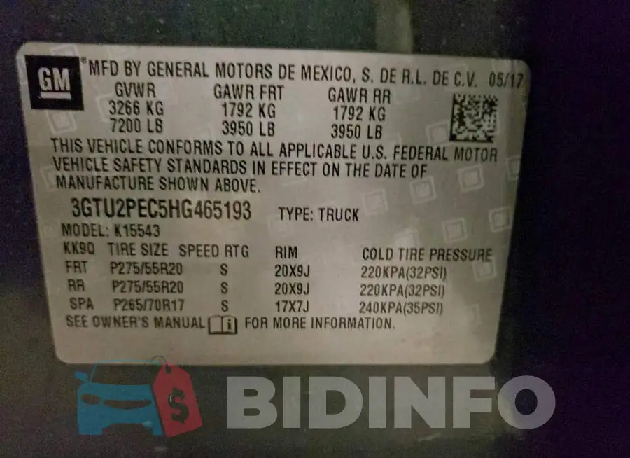 3GTU2PEC5HG465193 Photo# 13