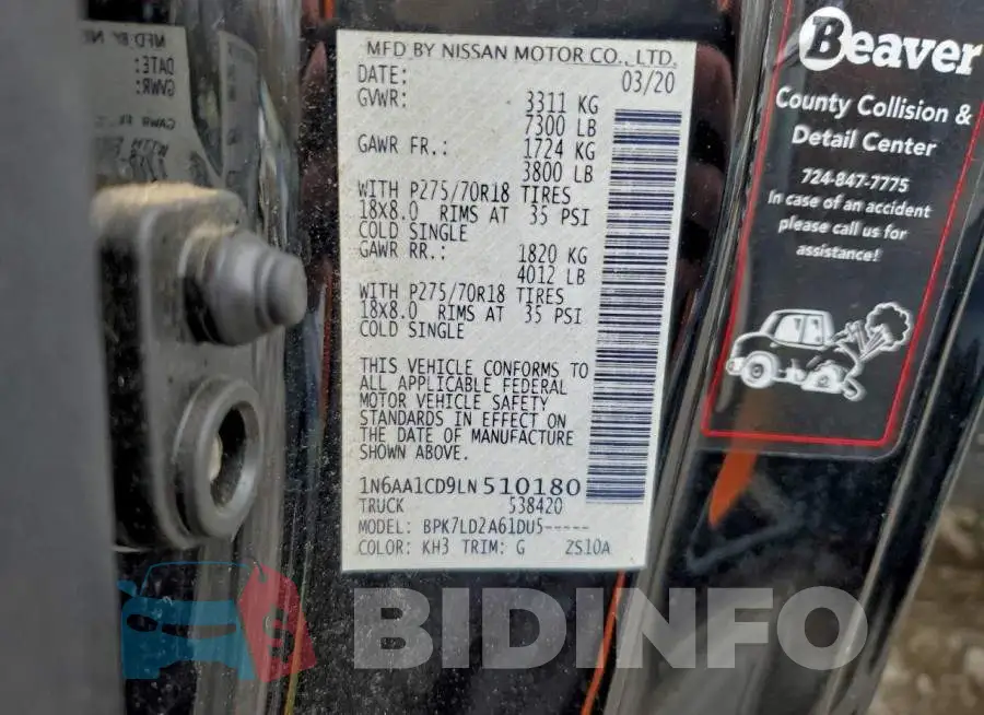 1N6AA1CD9LN510180 Photo# 12
