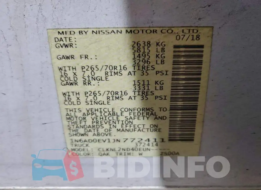 1N6AD0EV1JN772411 Photo# 12