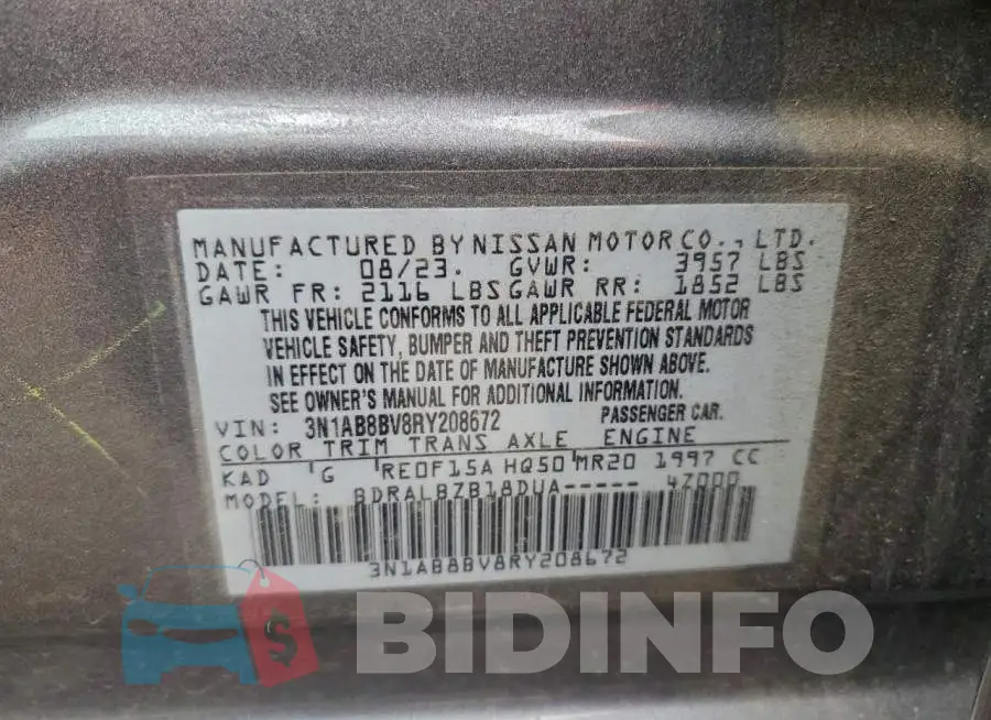 3N1AB8BV8RY208672 Photo# 12