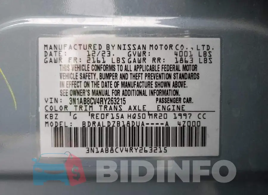 3N1AB8CV4RY263215 Photo# 12