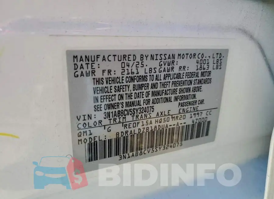 3N1AB8CV5SY324075 Photo# 12