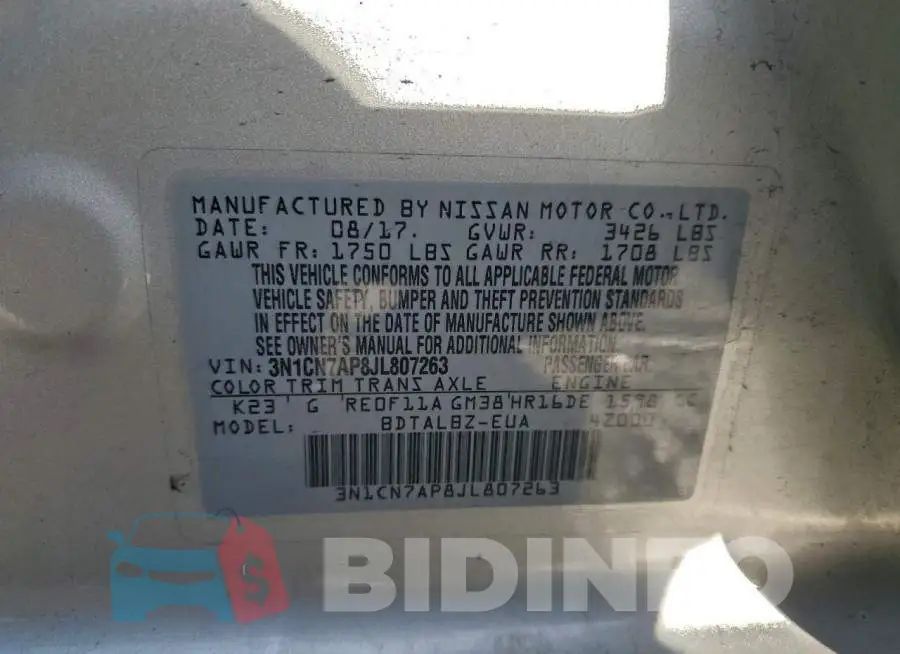 3N1CN7AP8JL807263 Photo# 13