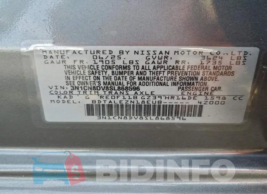 3N1CN8DV8SL868596 Photo# 13
