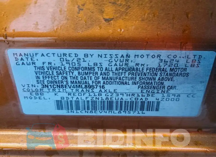 3N1CN8EV4ML895716 Photo# 13