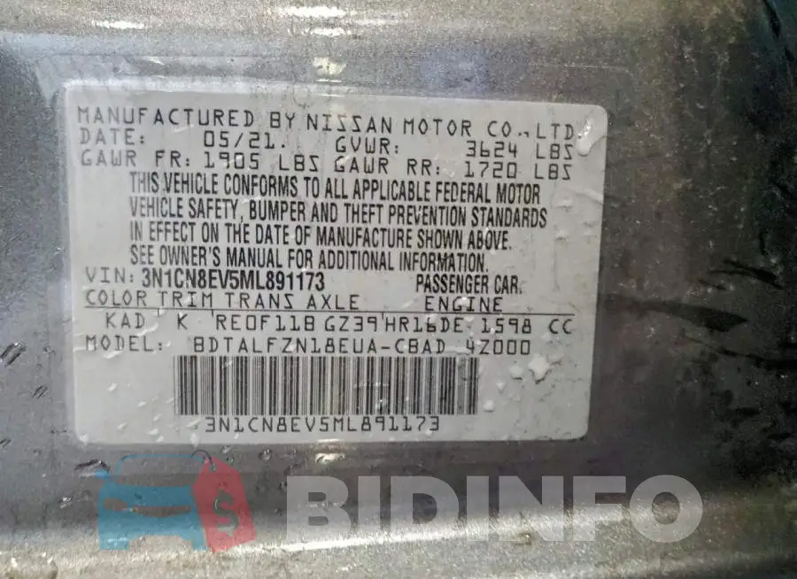 3N1CN8EV5ML891173 Photo# 12