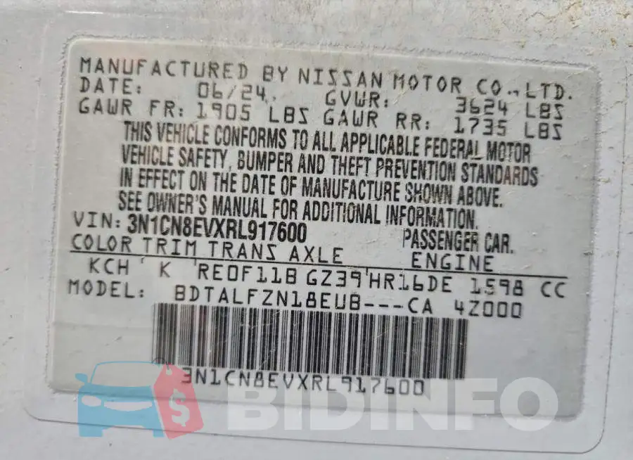 3N1CN8EVXRL917600 Photo# 13