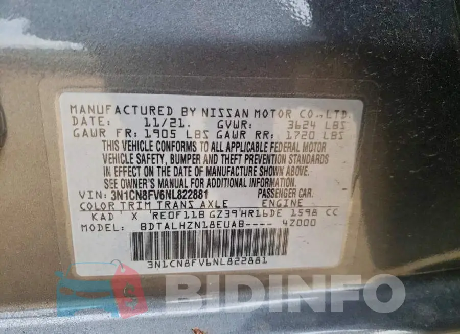 3N1CN8FV6NL822881 Photo# 12