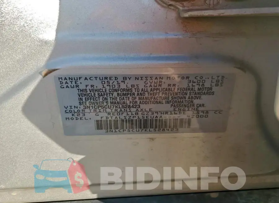 3N1CP5CU7KL528423 Photo# 13