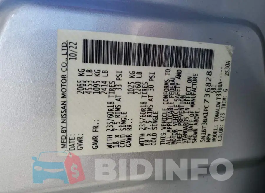 5N1BT3BA1PC736828 Photo# 12