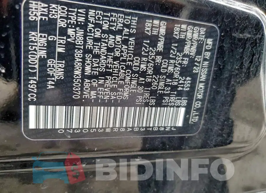 JN8BT3BA8RW350370 Photo# 12