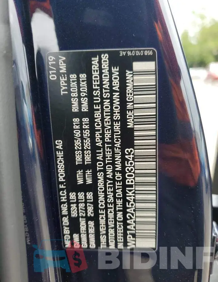 WP1AA2A54KLB03543 Photo# 14