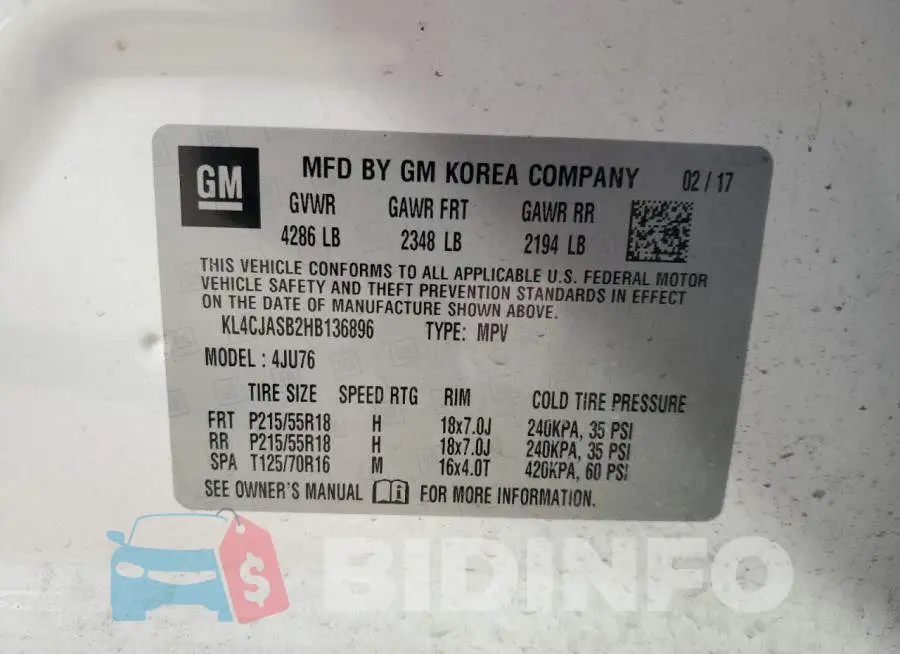 KL4CJASB2HB136896 Photo# 12
