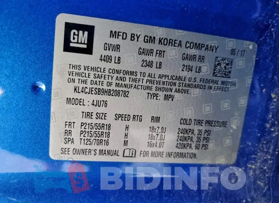 KL4CJESB9HB208782 Photo# 13