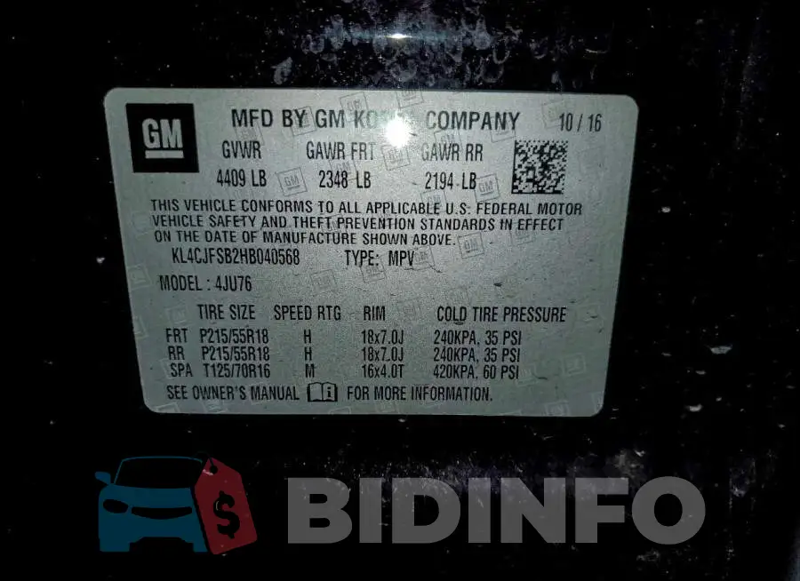 KL4CJFSB2HB040568 Photo# 14
