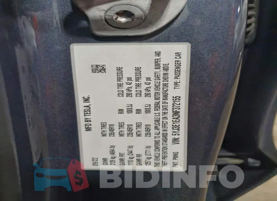 5YJ3E1EA3NF372155 Photo# 13